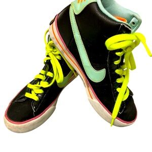 Nike Black and Neon High-Top Sneakers